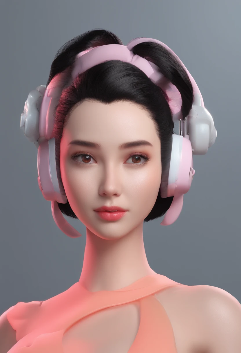 black hair, hair bobbles, wince, longeyelashes, solid circle eyes, fake animal ears, light smile, ear blush, fang, Surrealism, drop shadow, anaglyph, stereogram, tachi-e, pov, atmospheric perspective, 8k, super detail, ccurate, best quality