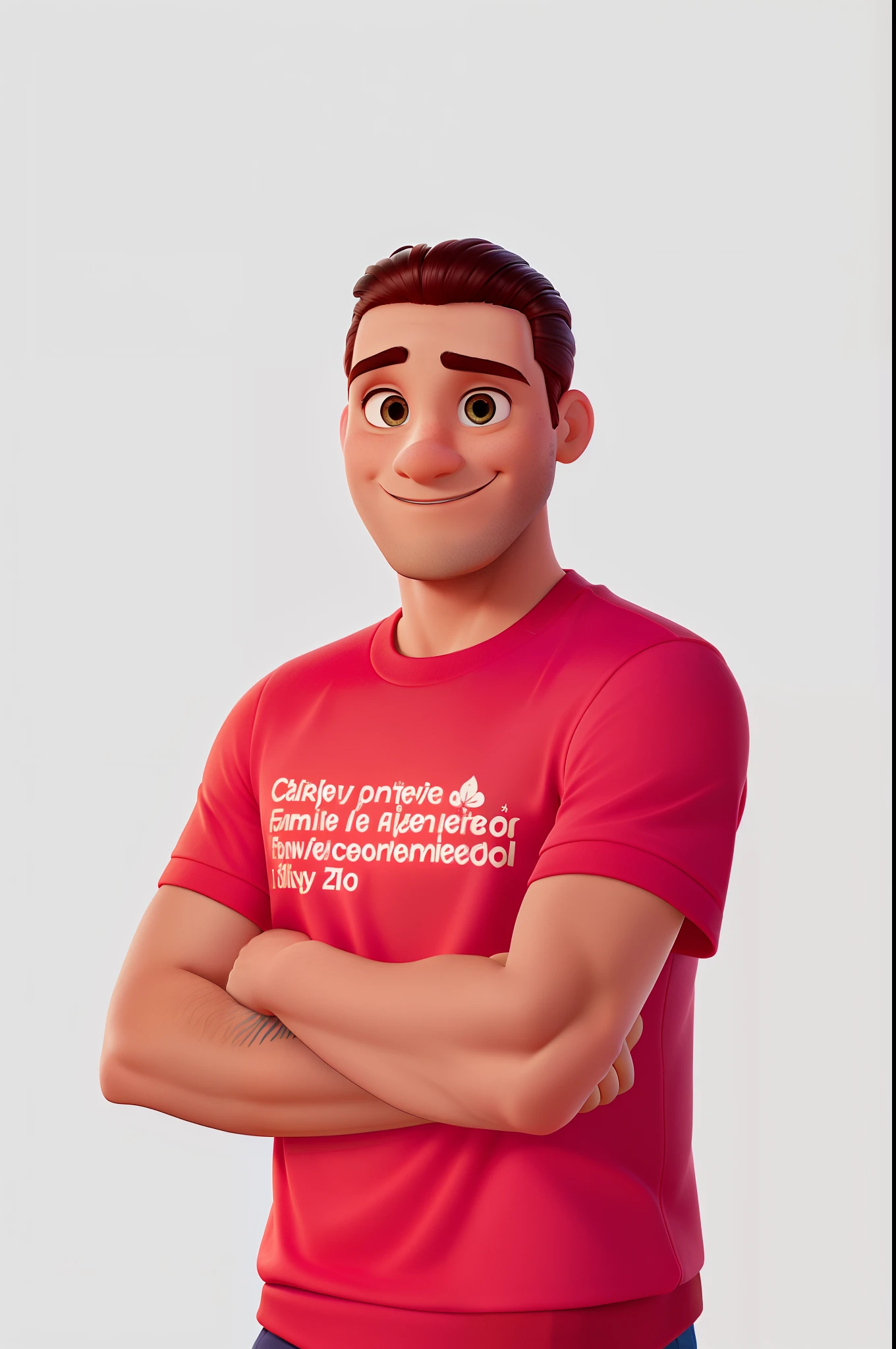 Um homem moreno, cabelo escuro e bem curto, cabelo crespo, olhos pequenos, labios grosso, estilo disney pixar, alta qualidade, melhor qualidade