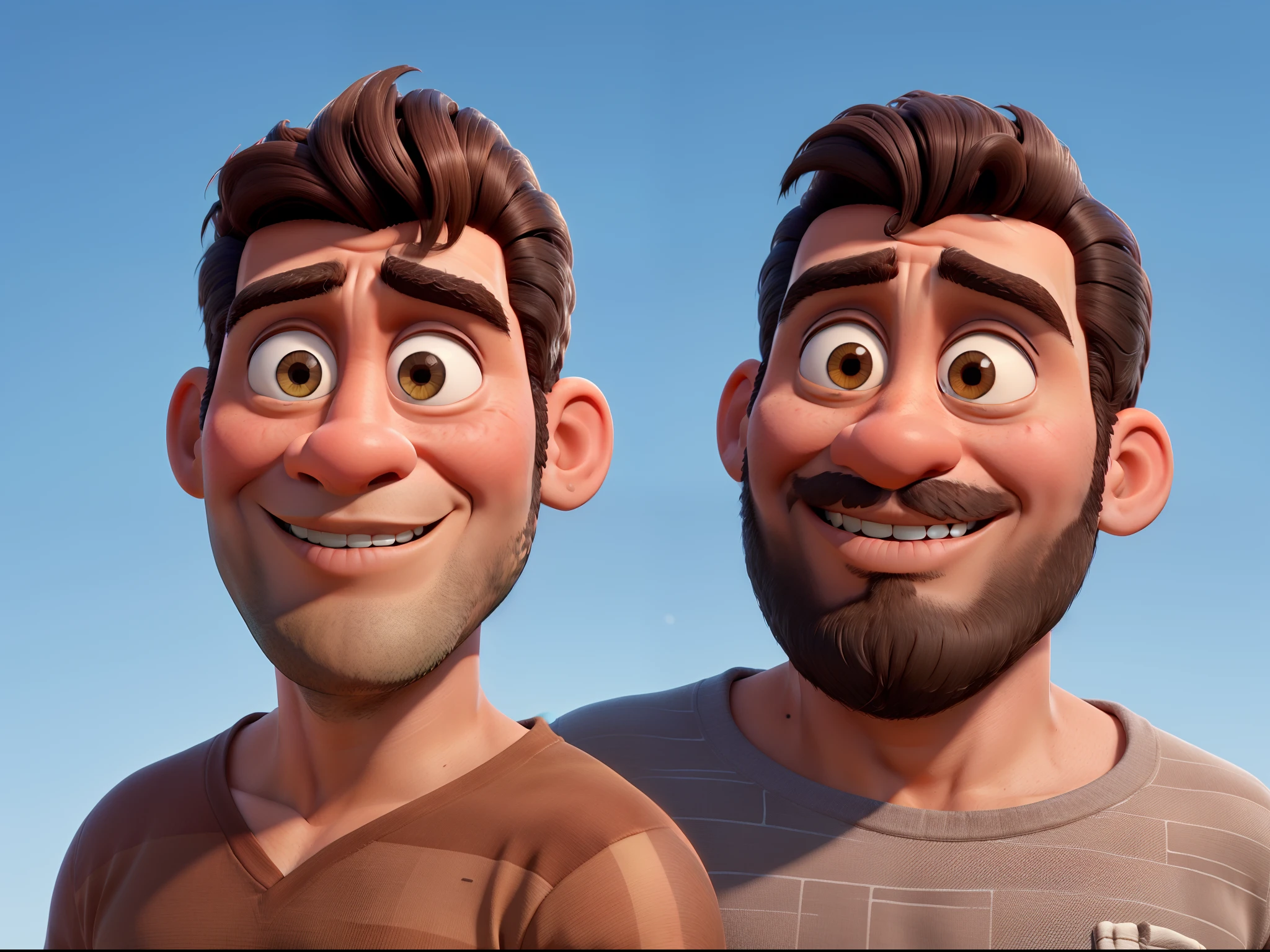Homem 40 anos pele morena cabelo preto barba e estilo pixar alta qualidade