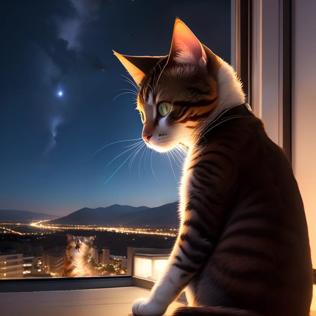 Night view and cat