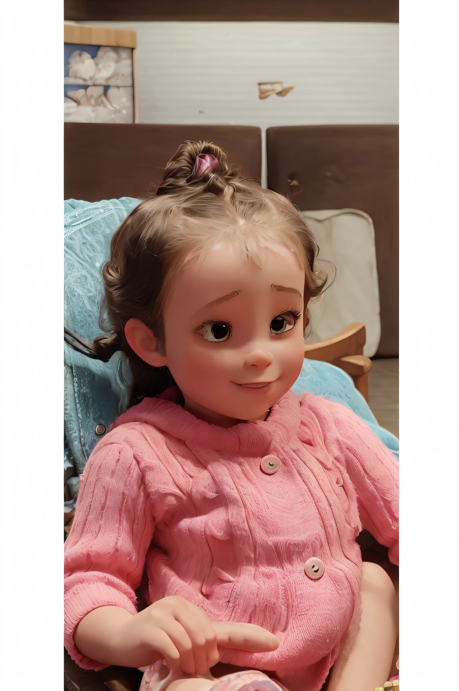 A child girl, loirinha, seria, roupinha rosa e muito linda, estilo Disney pixar, alta qualidade, melhor qualidade.