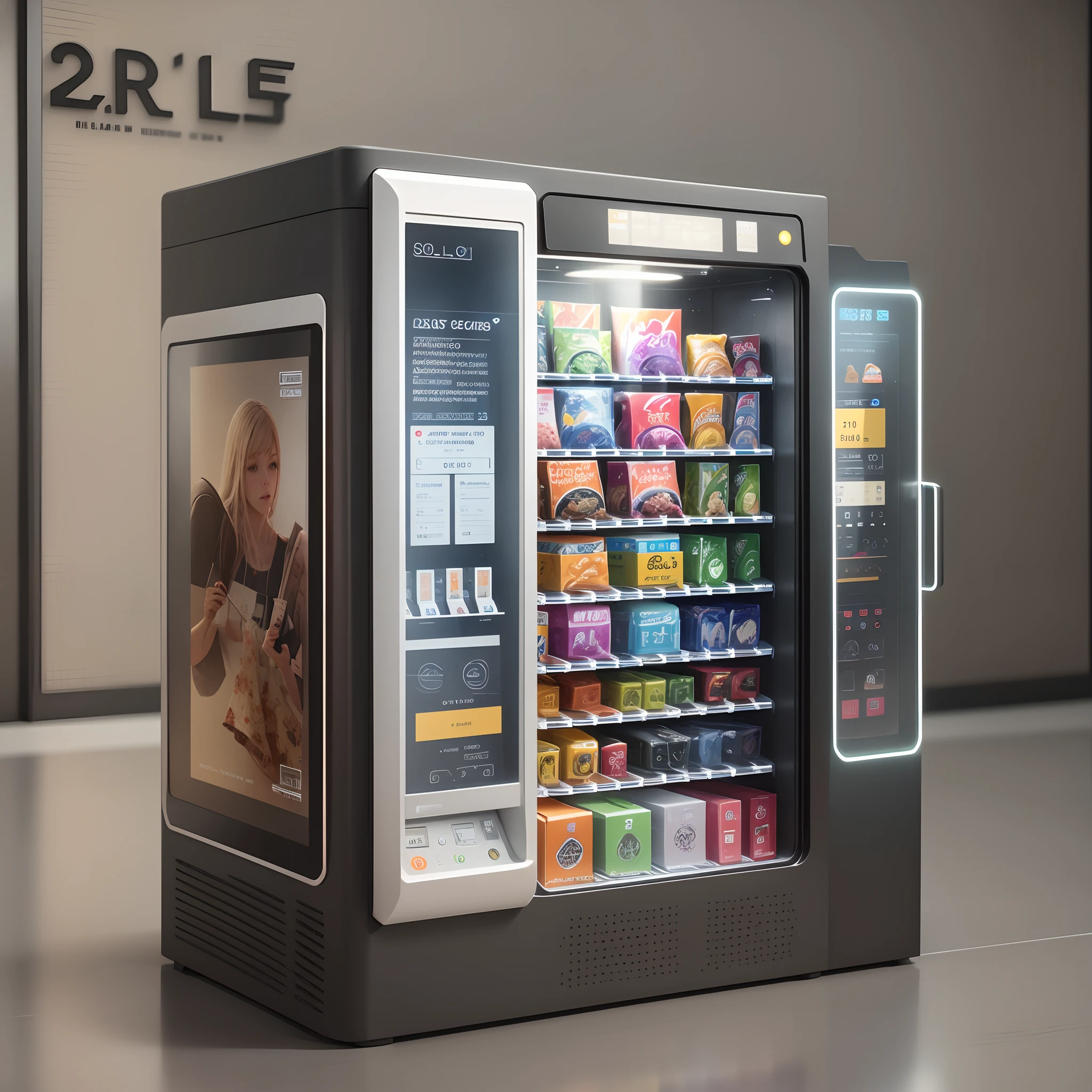 Masterpiece, Best quality, (solofocus), (face perfect: 1.1), (High detail texture: 1.1), With LCD display, Automatic gift exchange,vending machines, Separate small window, Electronic enclosure display, 3D 3D products, --auto --s2