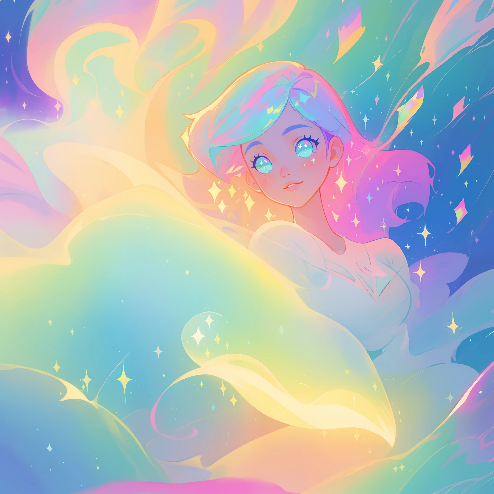 beautiful anime girl in colorful liquid dress, (((sparkling))), aqua mint blue and purple colors, vibrant pastel colors, (colorful), magical lights, sparkling lines of light, inspired by Glen Keane, inspired by Lois van Baarle, disney art style, by Lois van Baarle, glowing aura around her, by Glen Keane, jen bartel, glowing lights! digital painting, flowing glowing hair, glowing flowing hair, beautiful digital illustration, fantasia background, whimsical, magical, fantasy, beautiful face, ((masterpiece, best quality)), intricate details, highly detailed, sharp focus, 8k resolution, sparkling detailed eyes, liquid watercolor