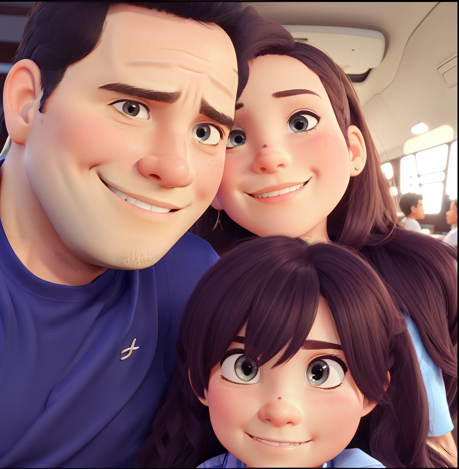 Papai ,filha e filho.