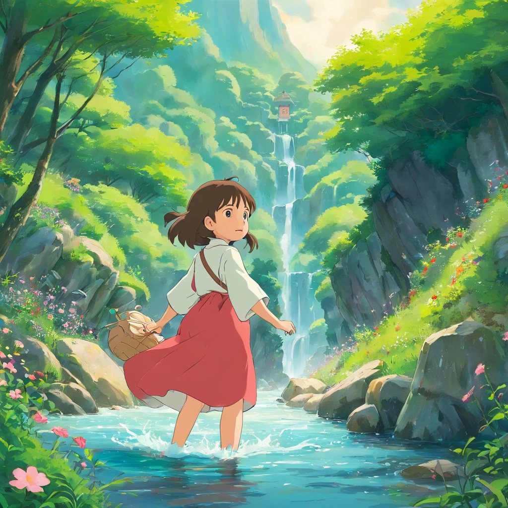 One day,The children of the village play in the mountains,Suddenly, There was a flash flood,The river rose。The village is in danger of being submerged。The children panicked,They are looking for a place to hide。That's right,The flower girl appeared,She told the children not to be afraid,Because she knows a magical place,You can take them to avoid disaster。
