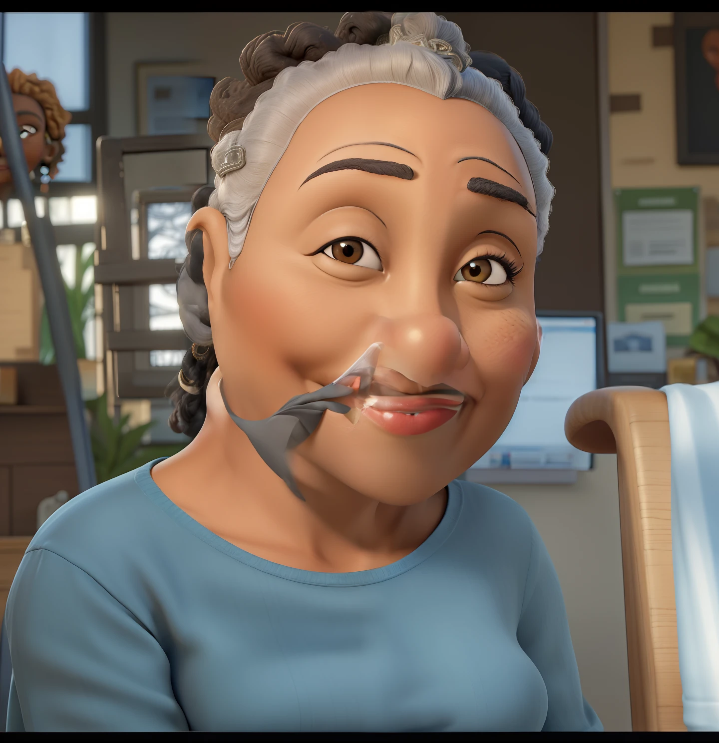 masterpiece, best quality ,Portrait of mid adult successful black mature woman looking at camera with arms crossed. Smiling african american business woman standing in new office .Portrait of mature woman.