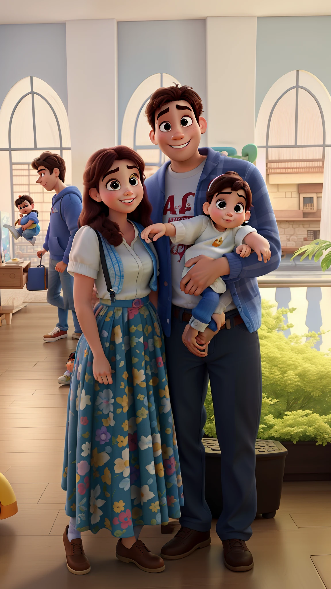 Disney Pixar Style Couple and Baby, alta qualidade, melhor qualidade