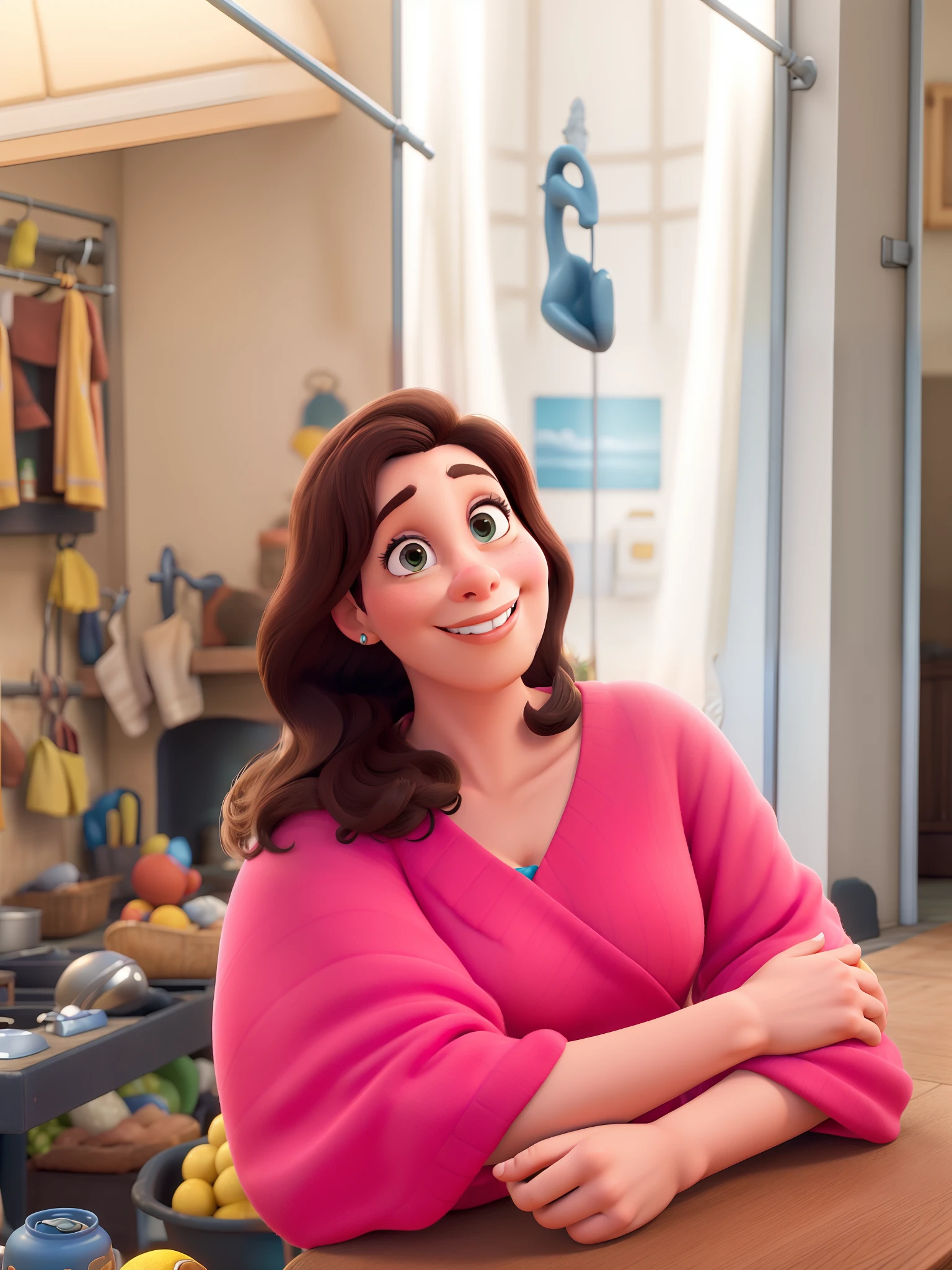 Obra-prima, de melhor qualidade, a Disney Pixar style woman looking forward