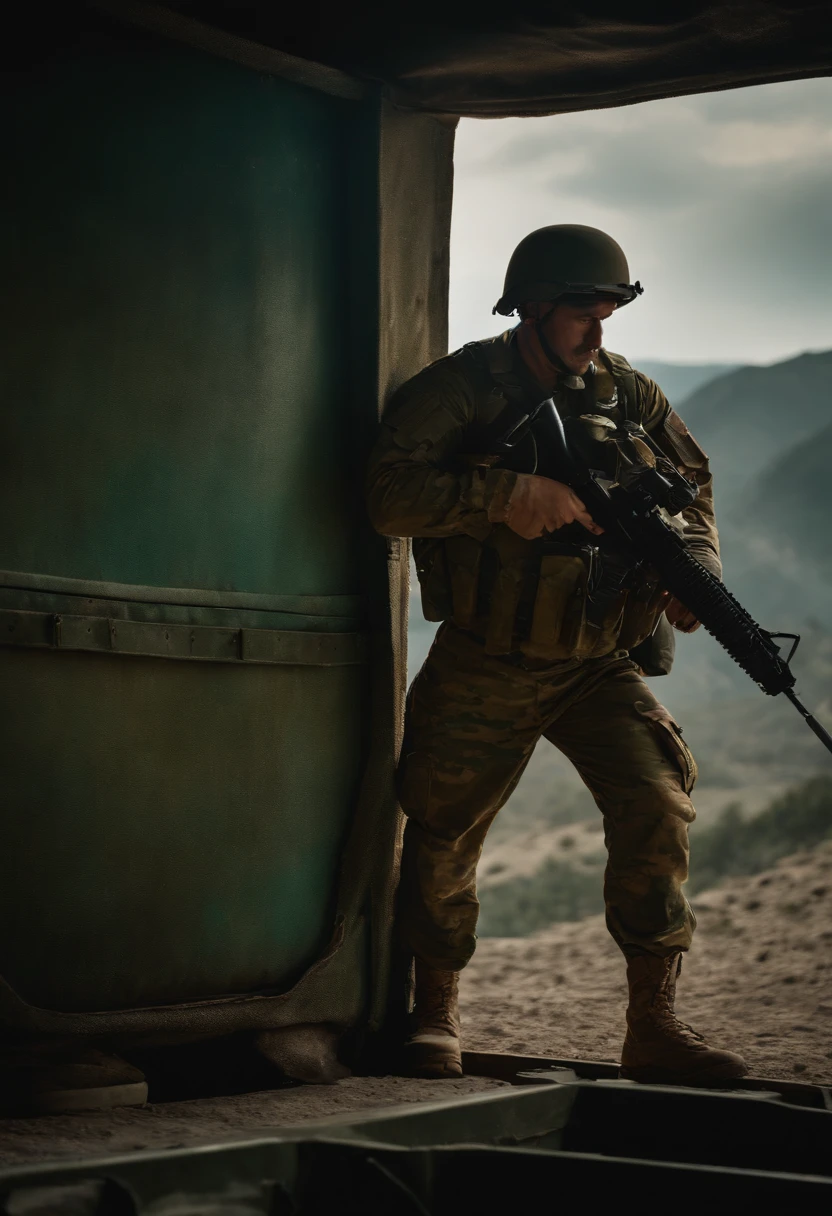 A man in the army that wants to run away but is afraid of what will happen