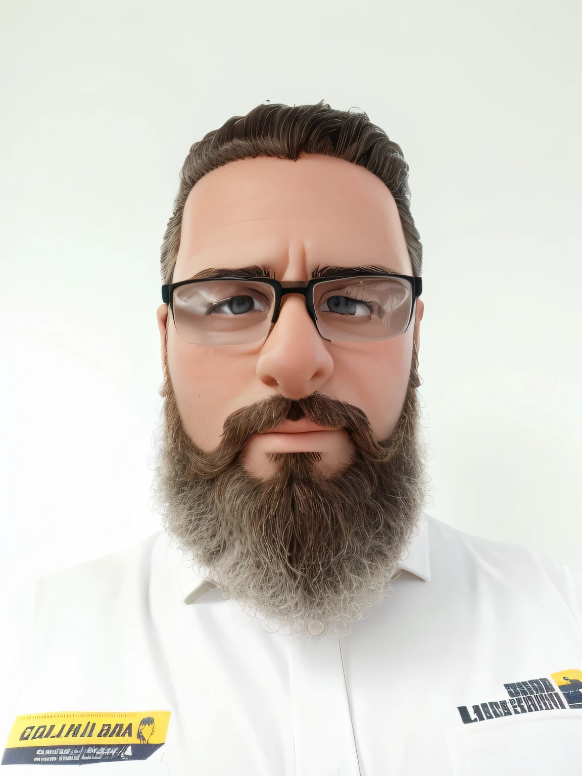 Rosto com barba longa, Glasses and short hair