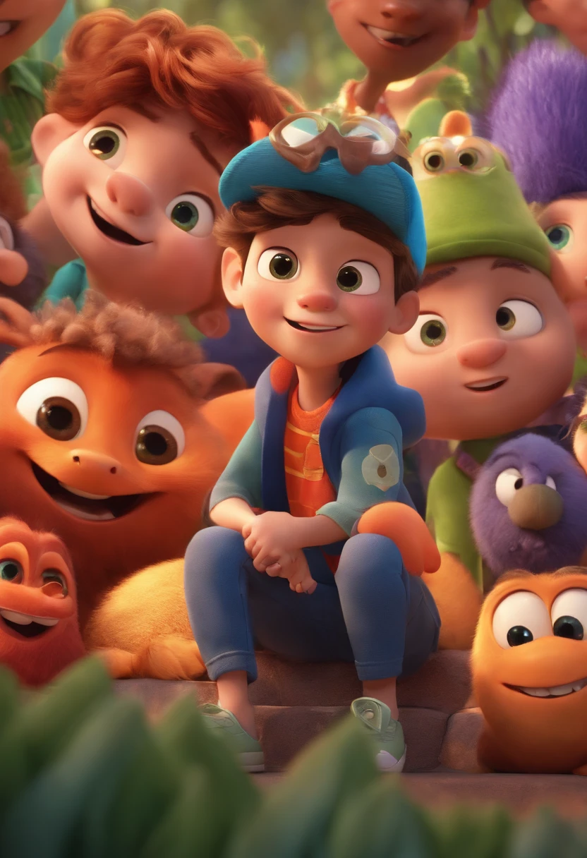 Image of a boy for a story in a YouTube video in Pixar format, He's the little allabester, He's the class leader, He's outgoing, Playful and gets up for a lot of things