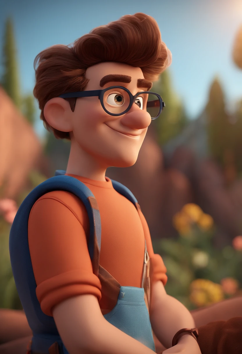 Cartoon character of a man with black glasses and a blue shirt, animation character, Caractere estilizado, animation style rendering, 3D estilizado, Arnold Maya render, 3 d render stylized, toon render keyshot, Personagem 3D, Personagem 3D, 3d rendering stylized, 3 d character render, personagem de desenho animado, Personagem de close up, Pose de personagem, (Estilo Pixar) (master part:1.2) (Bokeh) (best quality) (pele detalhada) (textura detalhada) (8k) (argila) (Cinematic lighting) (foco nítido