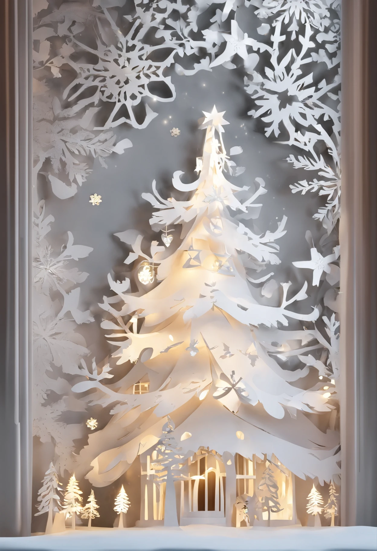 best qualtiy,16k,8K,True exposure,Ray traching,Excellent image quality,Christmas,Christmas atmosphere,A real Christmas tree,Lights on the trees,pompon,bell,Luminous colored light bar,inside in room,Chilling,Santa Claus hat,Christmas decorations are hung on the wall,snowflower