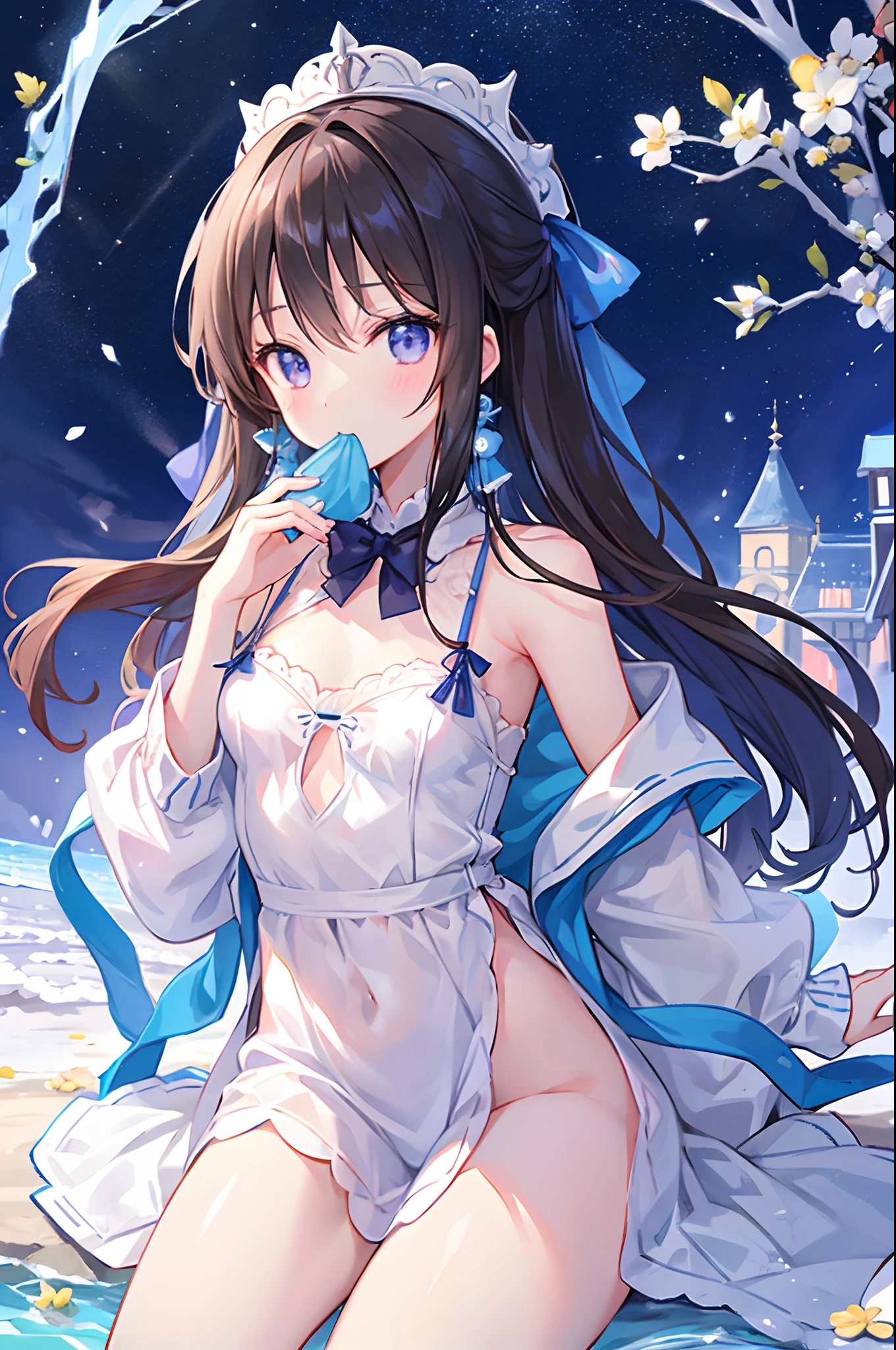 Put a stuffed animal to your mouth、cute little、a beauty girl