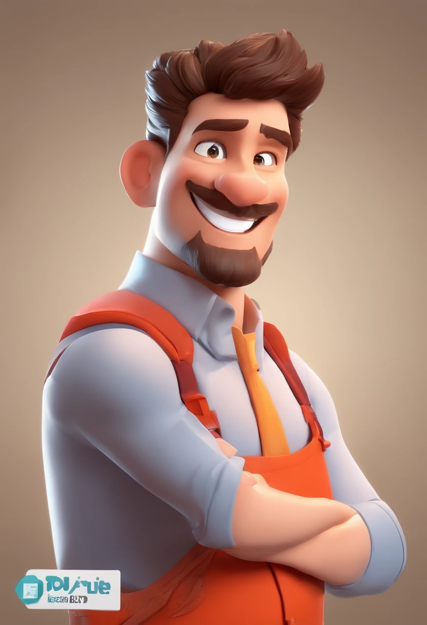 Smiling Man Illustration, sorriso insano, Homem de pele marrom com um sorriso gigante, happily smiling at the camera, sorriso atrevido, he's smiling, sorriso muito grande, Macho sorridente, foto de perfil headshot, rindo sorriso enorme, desenhando no estilo de Arte 3D, c4d, fundo de cor branco puro, estilo disney, estilo pixar render ilustracao Super Detalhe, 8k