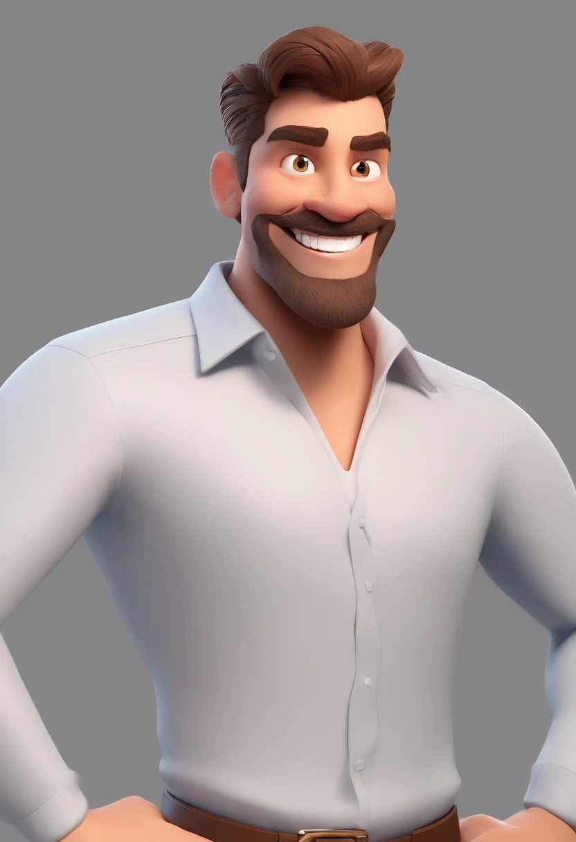 Smiling Man Illustration, sorriso insano, Homem de pele marrom com um sorriso gigante, happily smiling at the camera, sorriso atrevido, he's smiling, sorriso muito grande, Macho sorridente, foto de perfil headshot, rindo sorriso enorme, desenhando no estilo de Arte 3D, c4d, fundo de cor branco puro, estilo disney, estilo pixar render ilustracao Super Detalhe, 8k