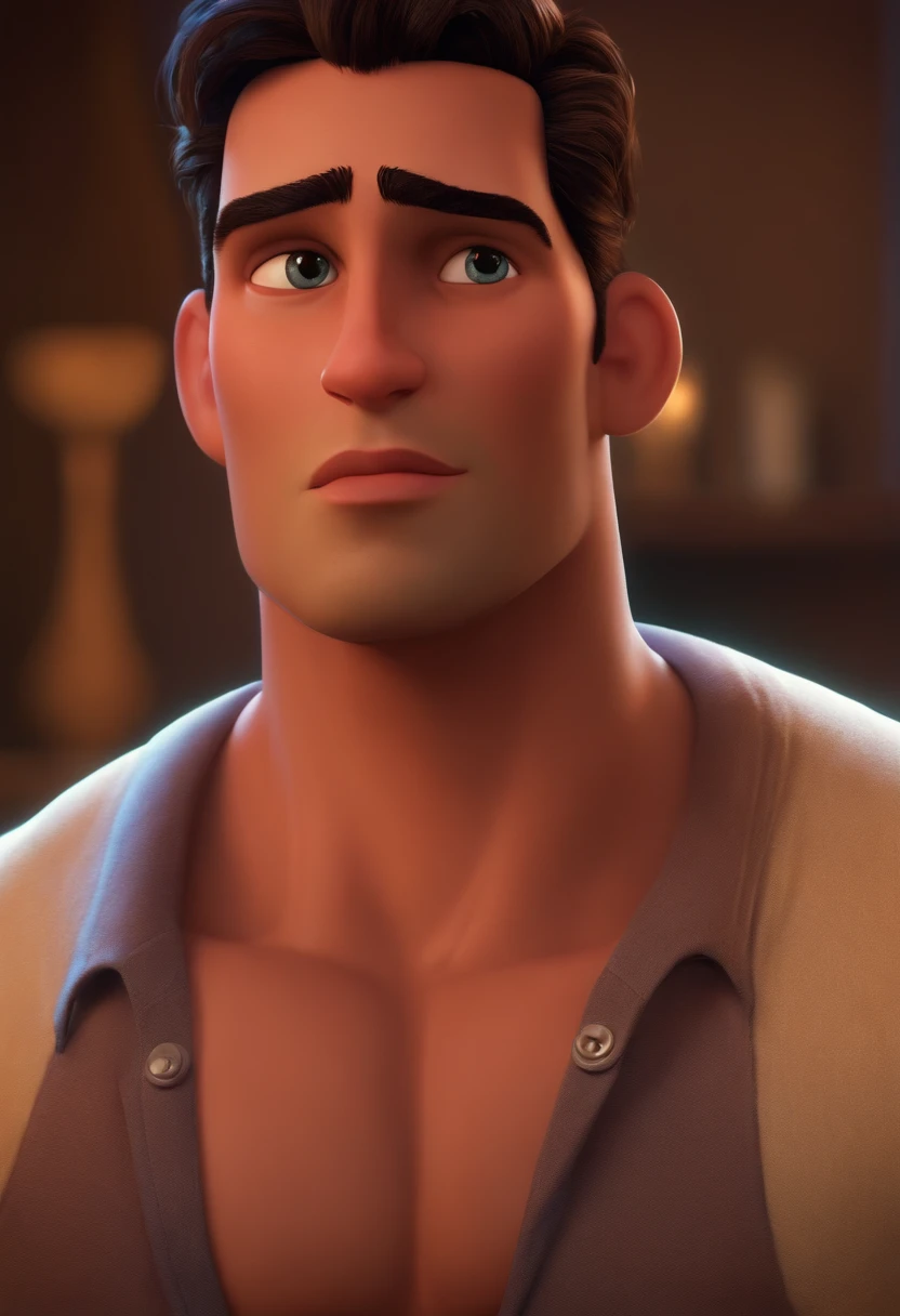Personagem Disney Pixar, homem, sexo masculino, rosto um pouco fino, imagem 3x4, corpo atletico