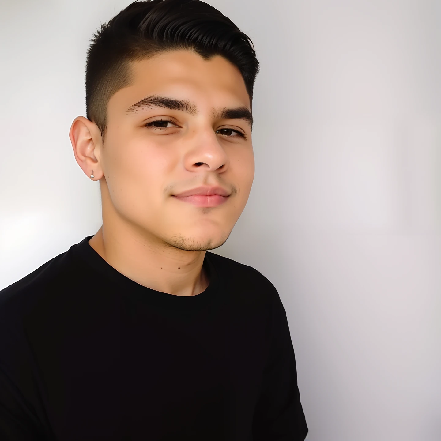 There's a boy in a black shirt and a black tie, andres rios, Jose Miguel Romano Francisca, tommy 1 6 anos de idade, imagem frontal, em torno de 1 9 anos, he is wearing a black t-shirt, imagem de qualidade muito baixa, ele tem cerca de 2 0 anos de idade, ele tem cerca de 20 anos, Foto realista