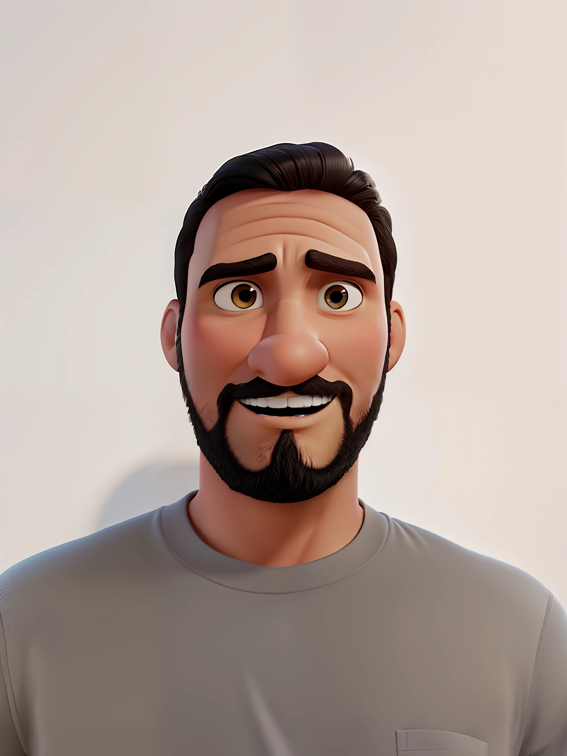 Poster no estilo Disney pixar, alta qualidade, melhor qualidade, homem , 30 anos cabelo preto, e barba preta, ao fundo uma sala executiva
