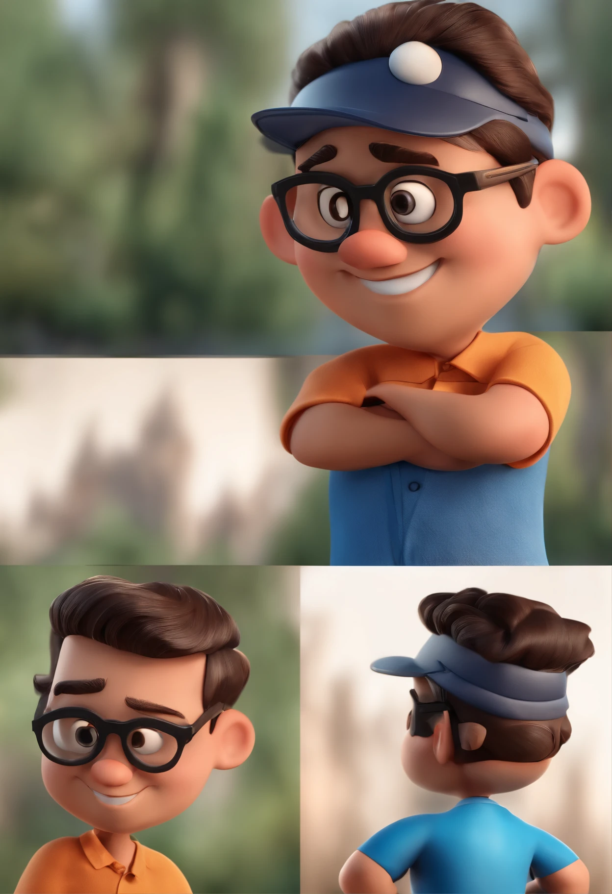 Cartoon character of a man with black glasses and a blue shirt, animation character, Caractere estilizado, animation style rendering, 3D estilizado, Arnold Maya render, 3 d render stylized, toon render keyshot, Personagem 3D, Personagem 3D, 3d rendering stylized, 3 d character render, personagem de desenho animado, Personagem de close up, Pose de personagem, (Estilo Pixar) (master part:1.2) (Bokeh) (best quality) (pele detalhada) (textura detalhada) (8k) (argila) (Cinematic lighting) (foco nítido