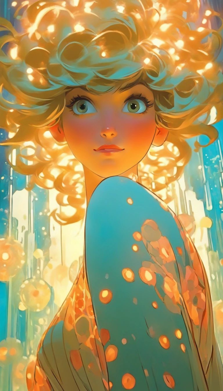 Arte hiperrealista de personagens femininas por David Hockney e Alphonse Mucha, arte de fantasia, Arte realista, dynamic  lighting, art-station, volumeric lighting, Rostos altamente detalhados, 8 mil,Full HD, Concedido,, 1girl, No escuro, sombra profunda, discreto, Cowboy baleado, (Traje Oficial: 1.4), Cabelos compridos, cana, cabelo com luzes pretas