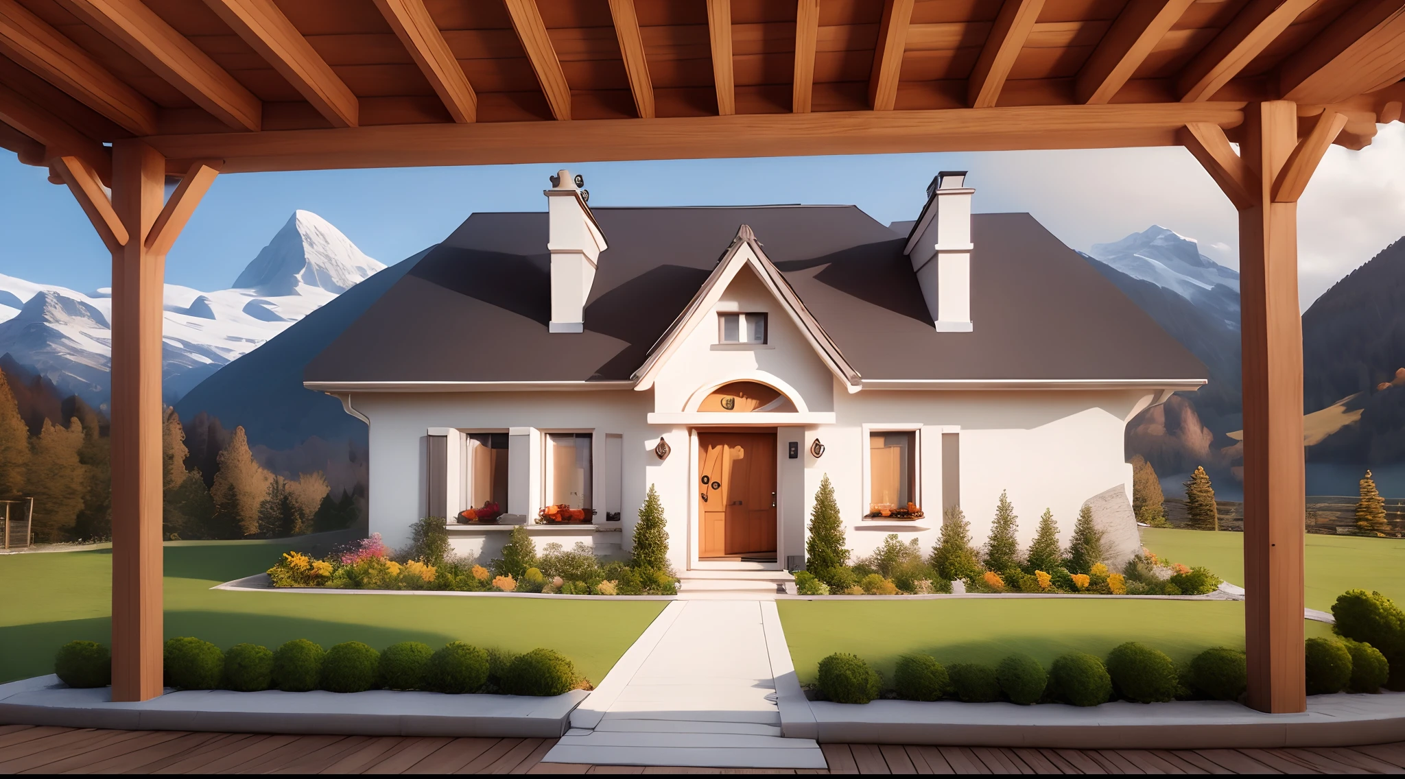 Light colored Swiss chalet