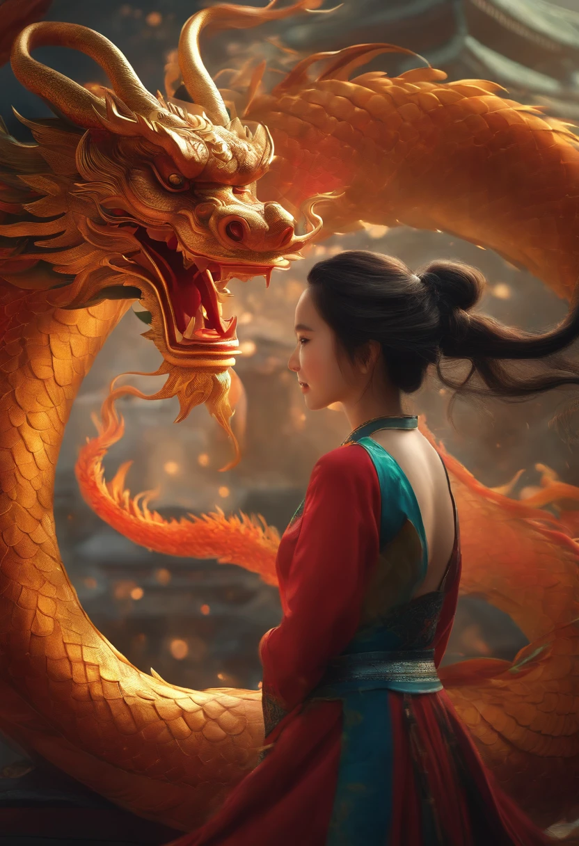 a fusion of dragon+chinese dragon anime