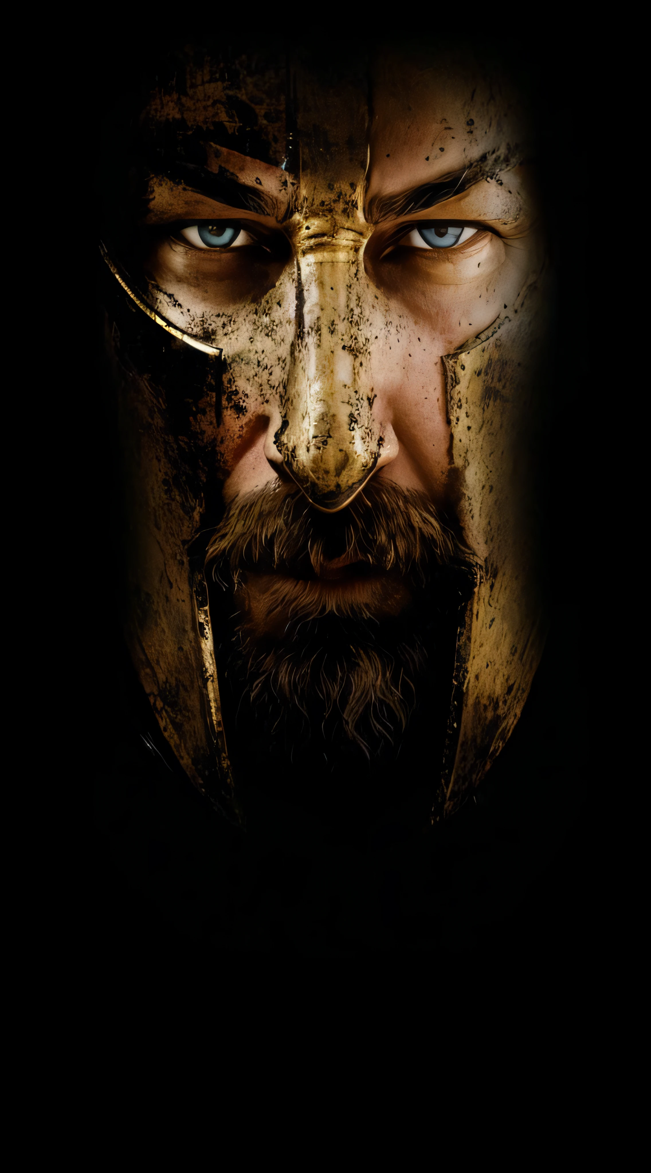 a close up of a man with a beard and a helmet on, in screenshot from the 300 movie, spartan warrior, 300 the movie, spartan, wallpaper mobile, roman face, ridley scott movie, gladiator, amazing wallpaper, dressed in spartan armour, by ridley scott, hd phone wallpaper, stoic face, face of an armored villian
