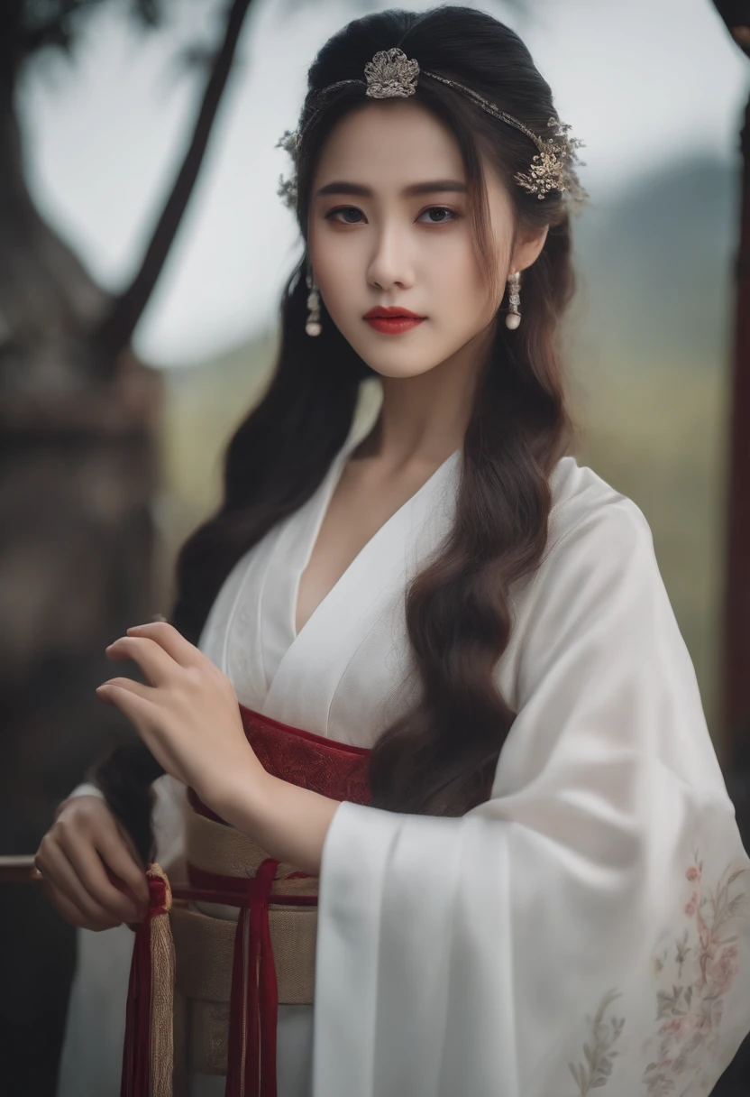 best quality, Qualidade de imagem 4K, 1girl, Hanfu branco