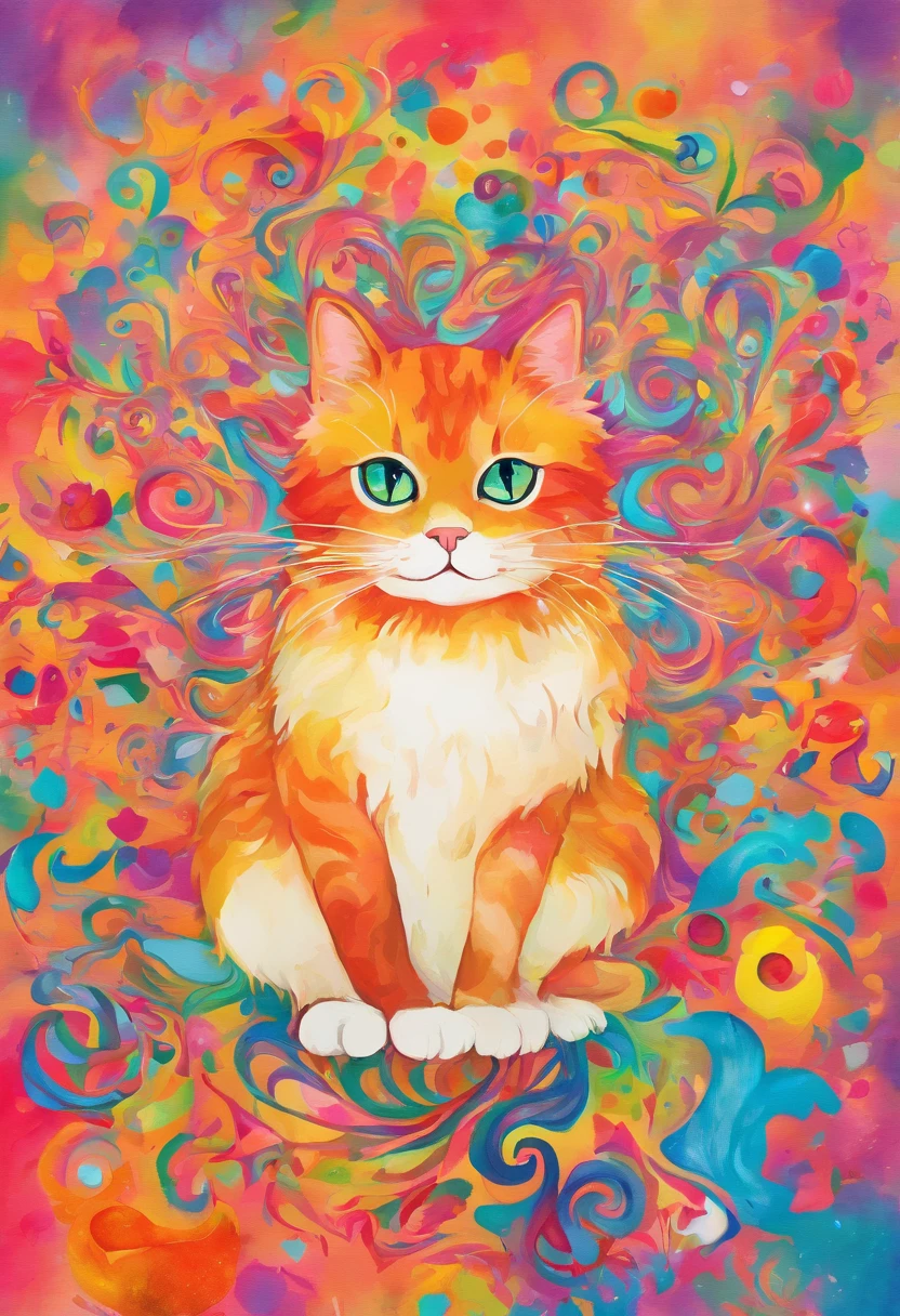High quality, masutepiece, watercolor paiting, Cleaning technology, Colorful, Paint dripping and scattered, Paintings like Agnes Cecil, Blurry, Pale touch, Dirty outlines, Create an incredibly cute Munchkin cat design like in a fairy tale. The Munchkin cat should exude irresistible charm with its short legs and endearing expression. Consider a playful or whimsical setting that accentuates the cat's adorable qualities. The design aims to capture the essence of ultimate cuteness in a Munchkin cat."