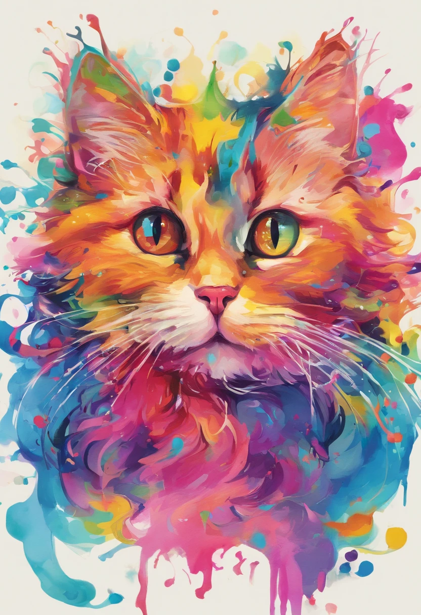 High quality, masutepiece, watercolor paiting, Cleaning technology, Colorful, Paint dripping and scattered, Paintings like Agnes Cecil, Blurry, Pale touch, Dirty outlines, Create an incredibly cute Munchkin cat design like in a fairy tale. The Munchkin cat should exude irresistible charm with its short legs and endearing expression. Consider a playful or whimsical setting that accentuates the cat's adorable qualities. The design aims to capture the essence of ultimate cuteness in a Munchkin cat."
