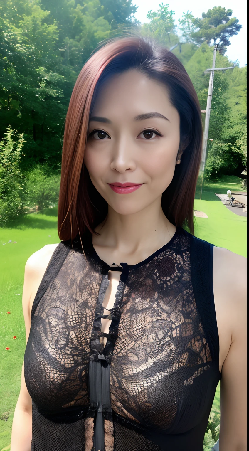 ((Naked 48 years old)),((Black sexy lace leotard wearing)),8K、Highest image quality, excellent details, Ultra-high resolution, (Realism: 1.44), The best illustrations, Ultra-photorealistic photos、kawaii faces:1.23、skinny body:1.24、Cute idol face:1.24,Target eyes、Large double eyelids、(Colossal tits:1.2),Shot in Central Park,full body Esbian:2.0