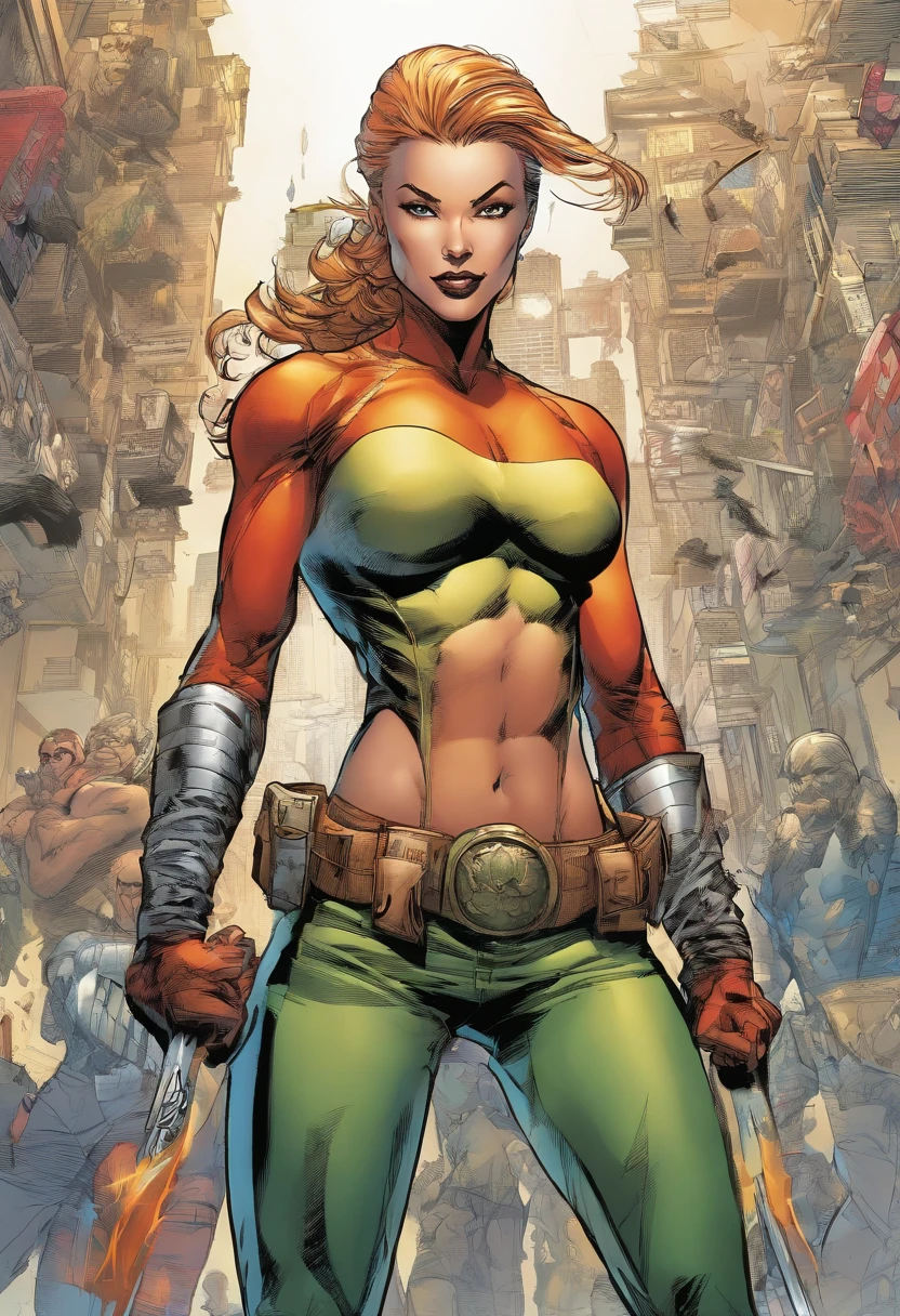female comic book character concept art, pencils Mike Deodato Jr., David Finch, Ricardo Federici, OliverCoipel, Jim Lee, David aja, J. H. Williams, dynamic pose, full body
