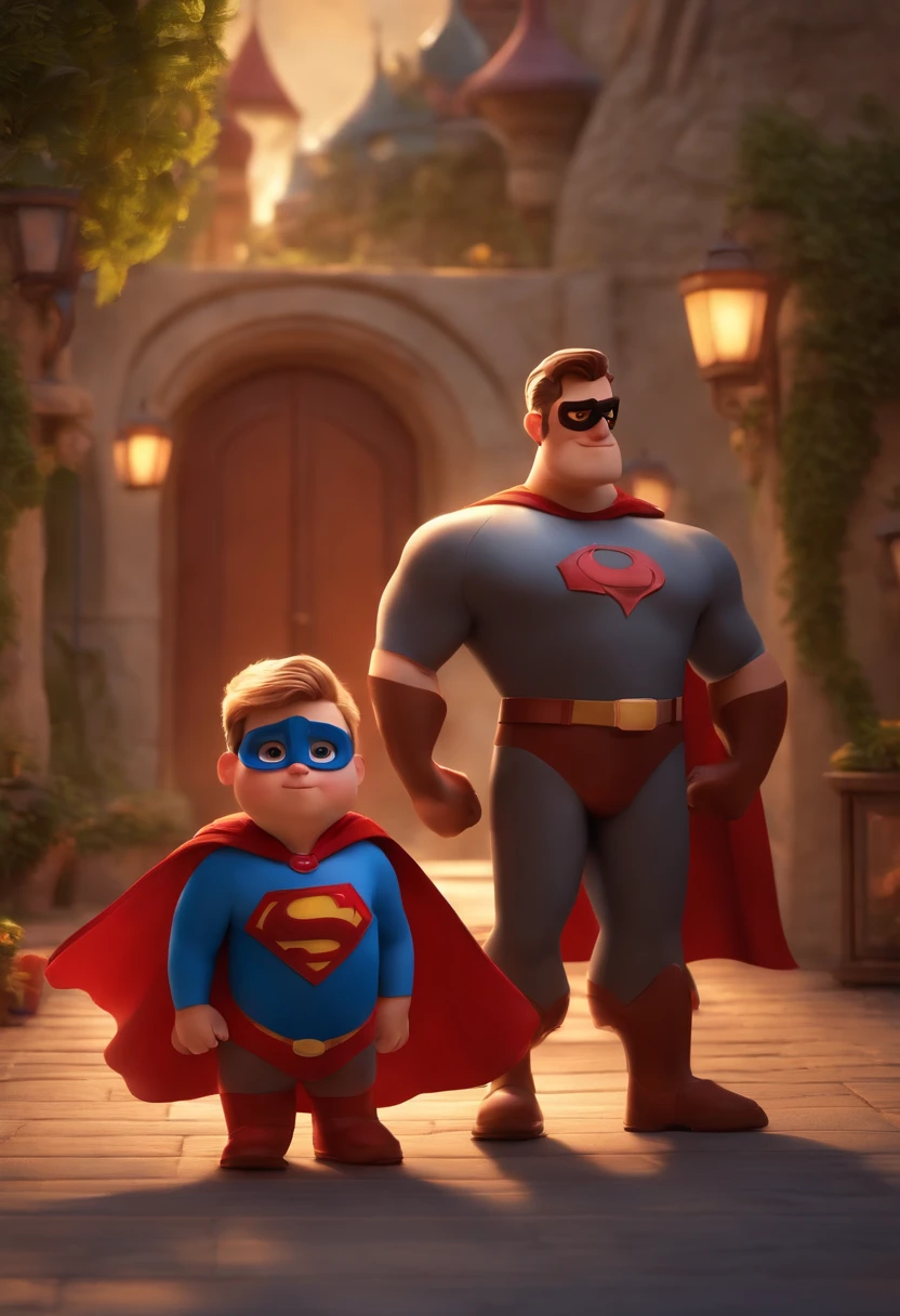 make a boy
He's 4 years old
Type of Disney cartoon
He's with his father, Your father is dressed as a superhero.
Pixar, ..3d, Disney