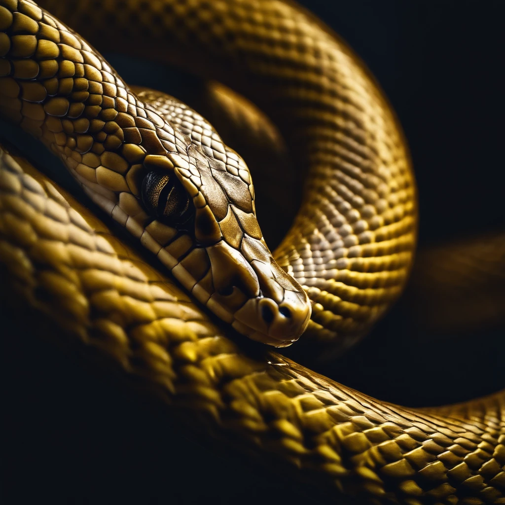A special snake of golden color realistic