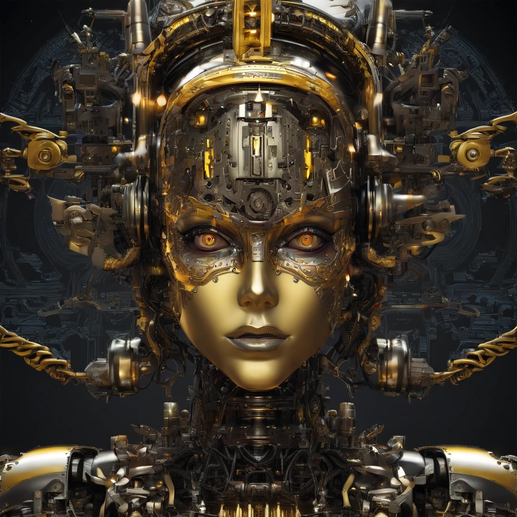 (cyborg geisha cybernetic organism 32k--9:16 --ar) carbon fiber mask, hires professional photography of the highest quality, beautiful face shape, perfect anatomy, expressive gaze, dark sci-fi swamp of rotten flowers, misty fog, tattooed cyborgs- geishas, ​​blood, withered flowers, brown, black sepia and gold filigree, minimalism. (cyborg geisha cybernetic organism full-length, wide angle, centered, no cropping) - AR 9:16 --ar 9:16 --style raw --stylize 1000.Christophe M.
