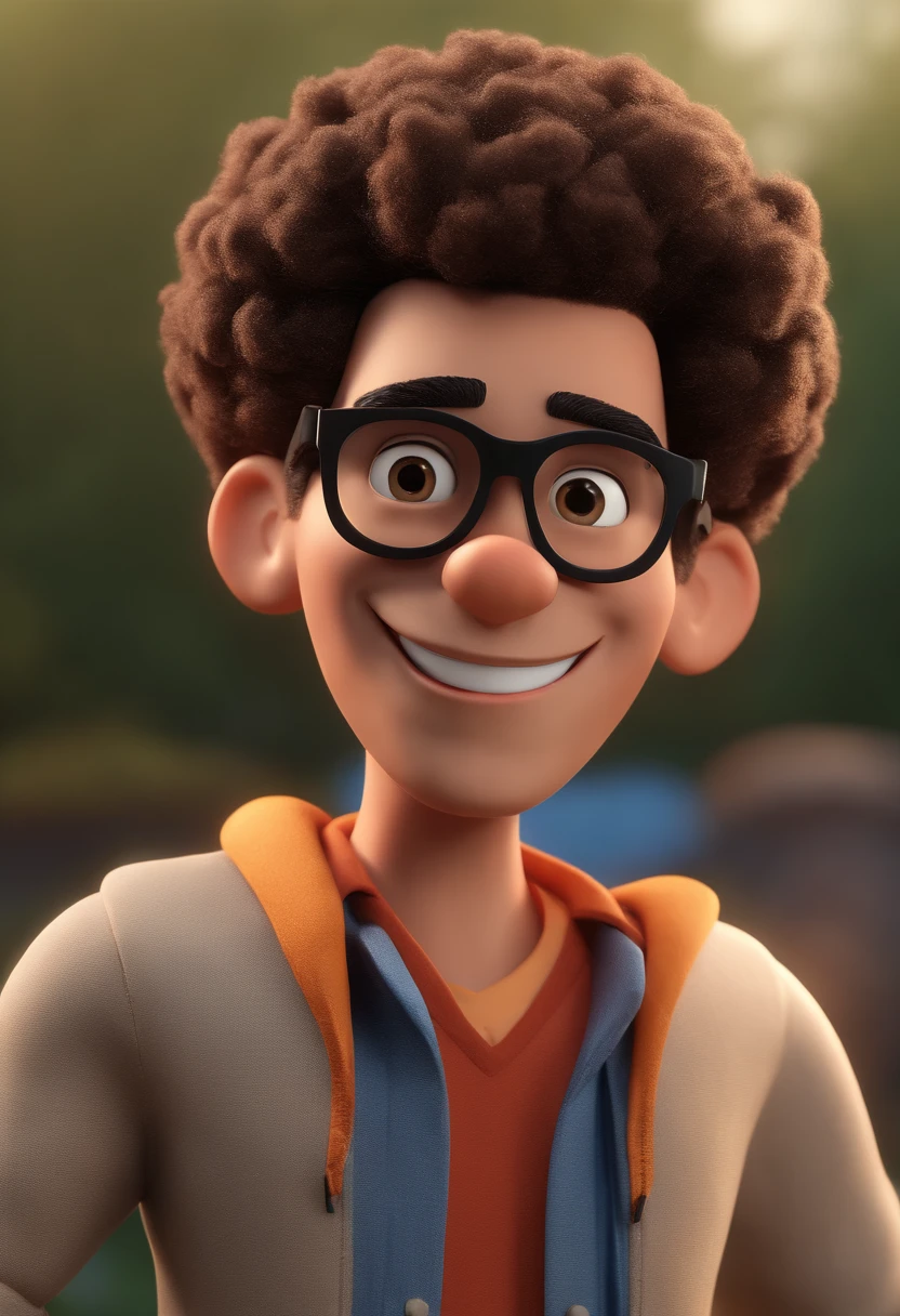 Cartoon character of a man with black glasses and a blue shirt, animation character, Caractere estilizado, animation style rendering, 3D estilizado, Arnold Maya render, 3 d render stylized, toon render keyshot, Personagem 3D, Personagem 3D, 3d rendering stylized, 3 d character render, personagem de desenho animado, Personagem de close up, Pose de personagem, (Estilo Pixar) (master part:1.2) (Bokeh) (best quality) (pele detalhada) (textura detalhada) (8k) (argila) (Cinematic lighting) (foco nítido