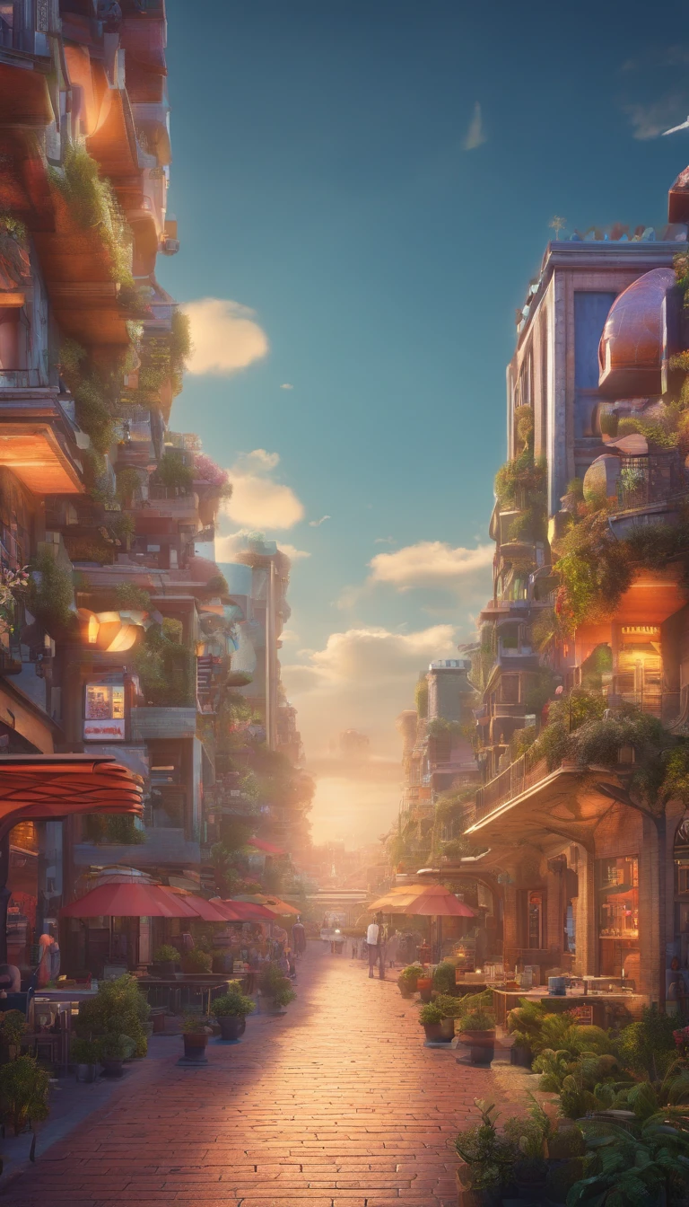 ((Technologie)small town),in a panoramic view,visual shock,epcot,Digital sci-fi,Three-dimensional modern city,ultra HD picture quality,high-definition photography