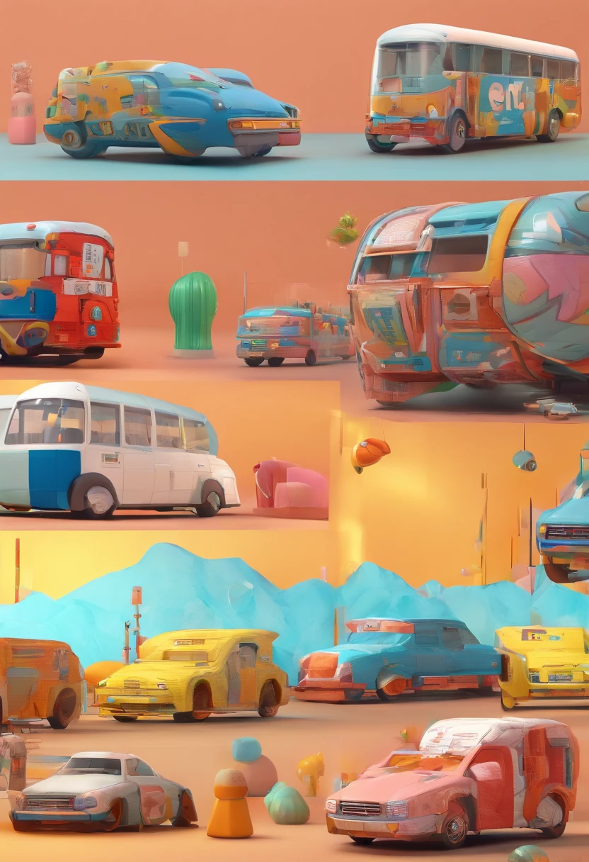 prompt Sci-fi art cyberpunk British bus, cor macaron, estilo bonito dos desenhos animados da Disney, Q version character design, design do brinquedo, figura, olhos grandes. [cena] Background Story, material resinoso, ..3d, c4d, pbr, Illusion Engine 5, octane rendering, noise reduction details, Realistic texture, Film, white marble resin art, High resolution stone mural, billions of pixels, color matching, decoration, melhorar --v 5.1 --estilo cru -