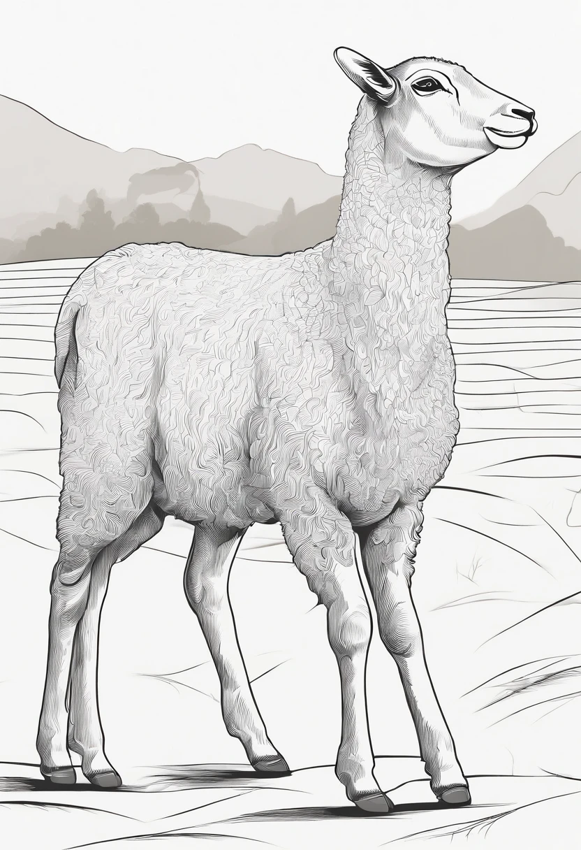 Smooth lines,Cute lamb,pastures,baiyun