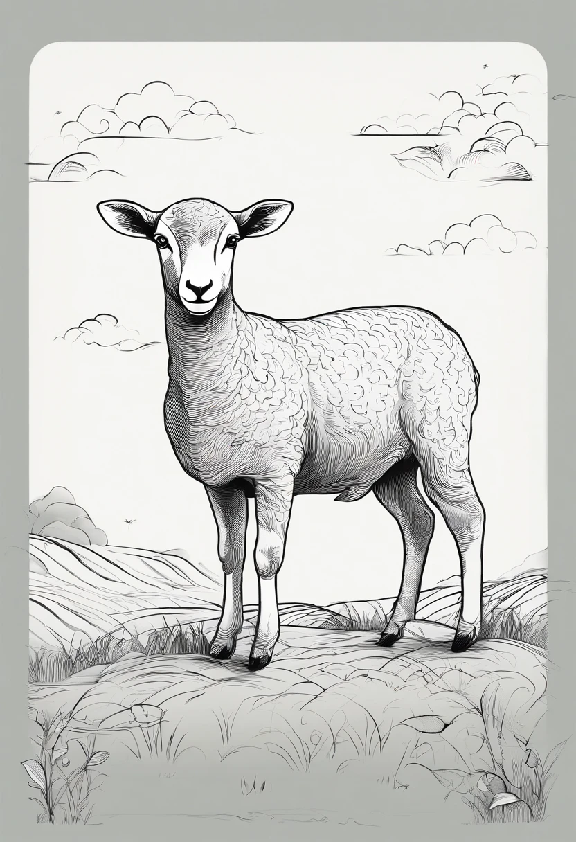 Smooth lines,Cute lamb,pastures,baiyun