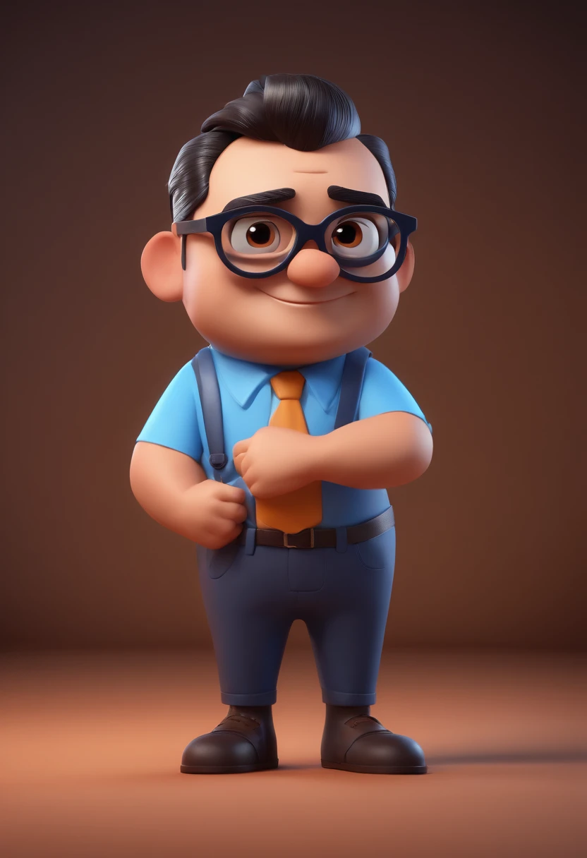 Cartoon character of a man with black glasses and a blue shirt, animation character, Caractere estilizado, animation style rendering, 3D estilizado, Arnold Maya render, 3 d render stylized, toon render keyshot, Personagem 3D, Personagem 3D, 3d rendering stylized, 3 d character render, personagem de desenho animado, Personagem de close up, Pose de personagem, (Estilo Pixar) (master part:1.2) (Bokeh) (best quality) (pele detalhada) (textura detalhada) (8k) (argila) (Cinematic lighting) (foco nítido