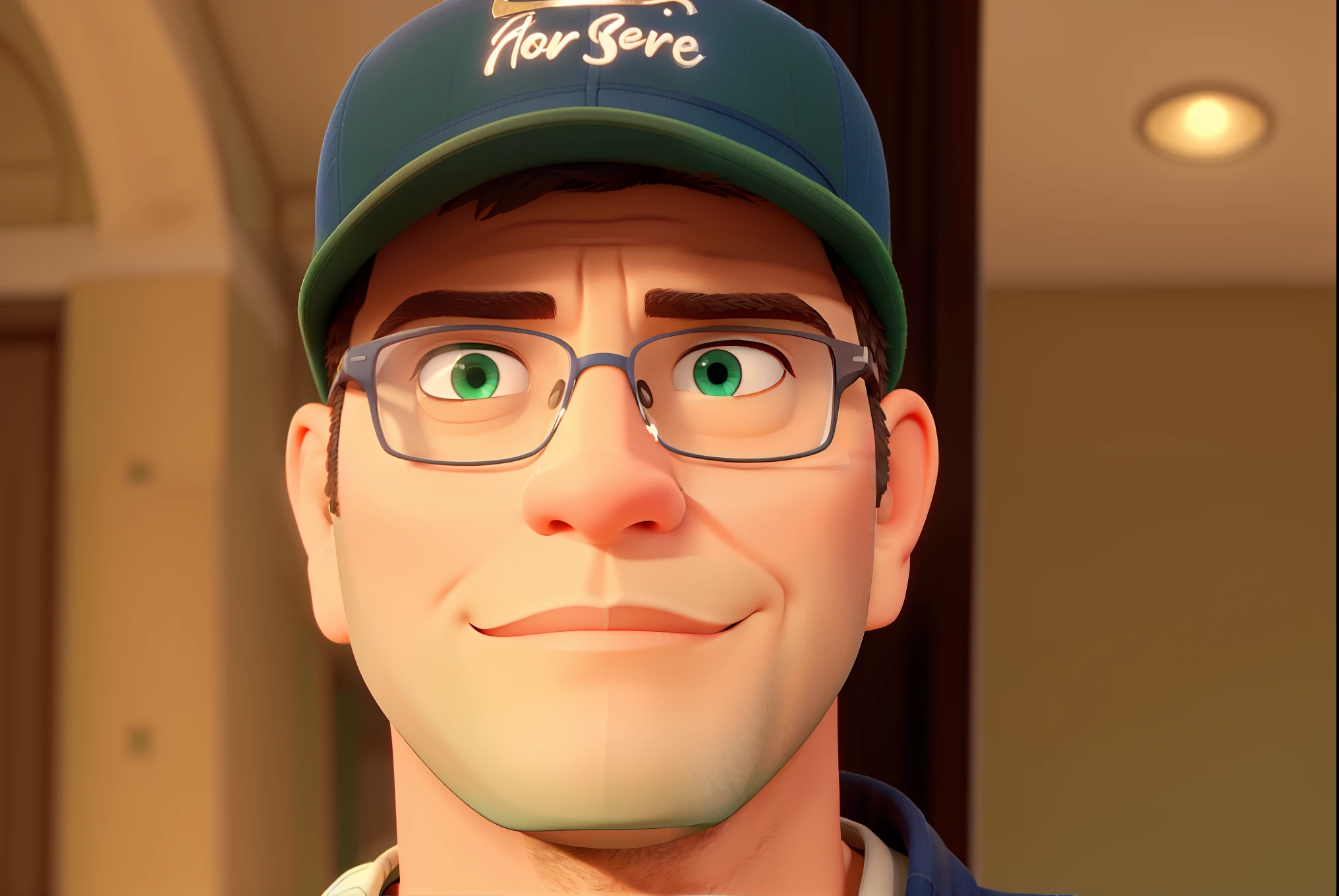 Um homem testa grande, Bluish green eyes with glasses, phtograph, fundo de fotografia