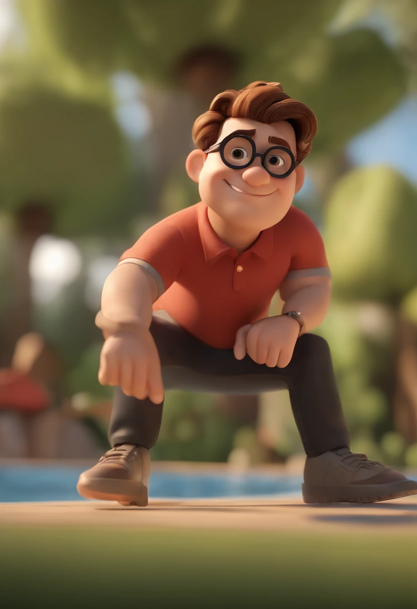 Cartoon character of a man wearing black glasses and a blue shirt, um personagem animado, Caractere estilizado, animation style rendering, 3D estilizado, Arnold Maya render, 3 d render stylized, toon render keyshot, Personagem 3D, Personagem 3D, 3d rendering stylized, 3 d character render, personagem de desenho animado, Personagem de close up, Pose de personagem, (Estilo Pixar) (master part:1.2) (Bokeh) (best quality) (pele detalhada) (textura detalhada) (8k) (argila) (Cinematic lighting) (foco nítido,Senta e vaza a parte superior do corpo