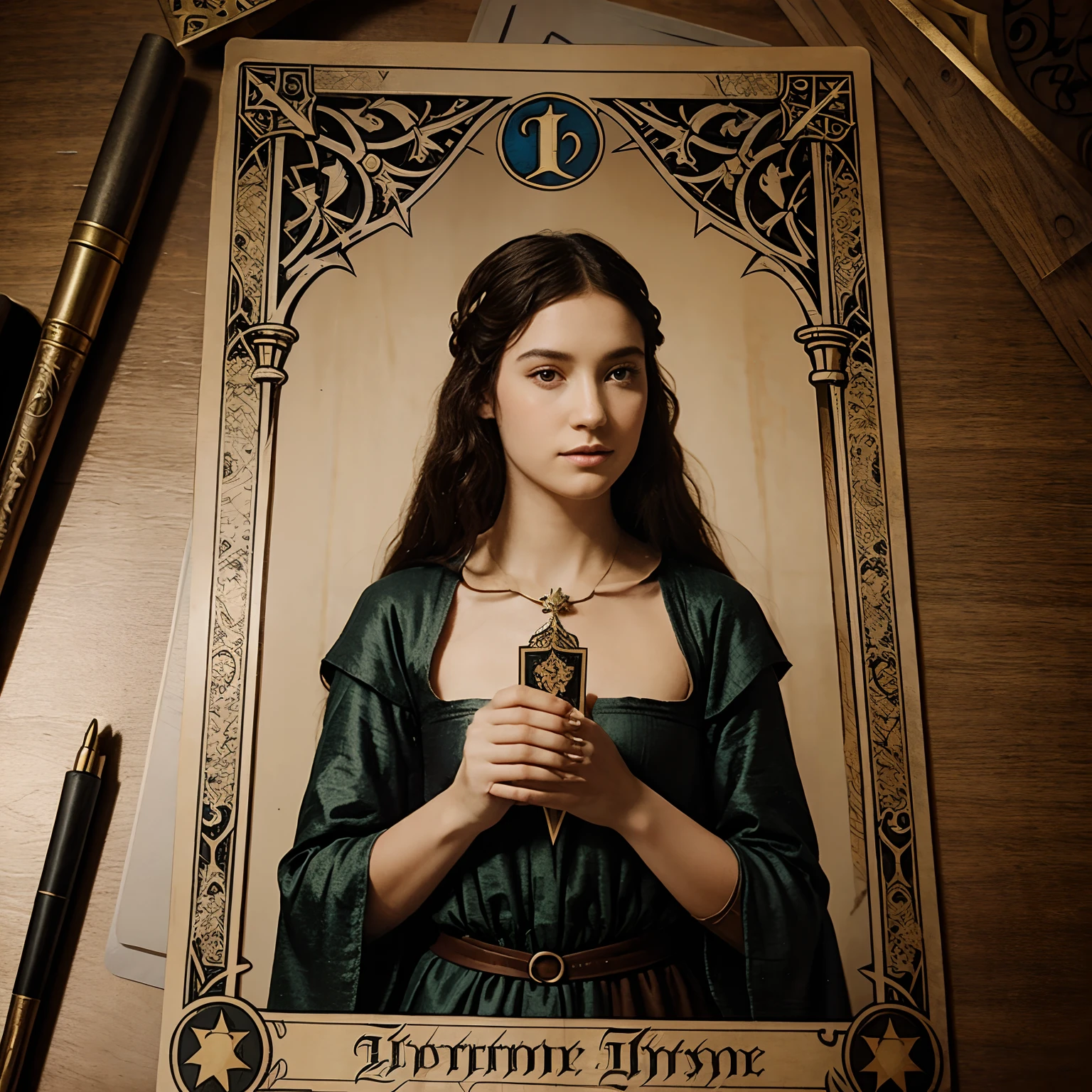 Medieval style tarot stars card