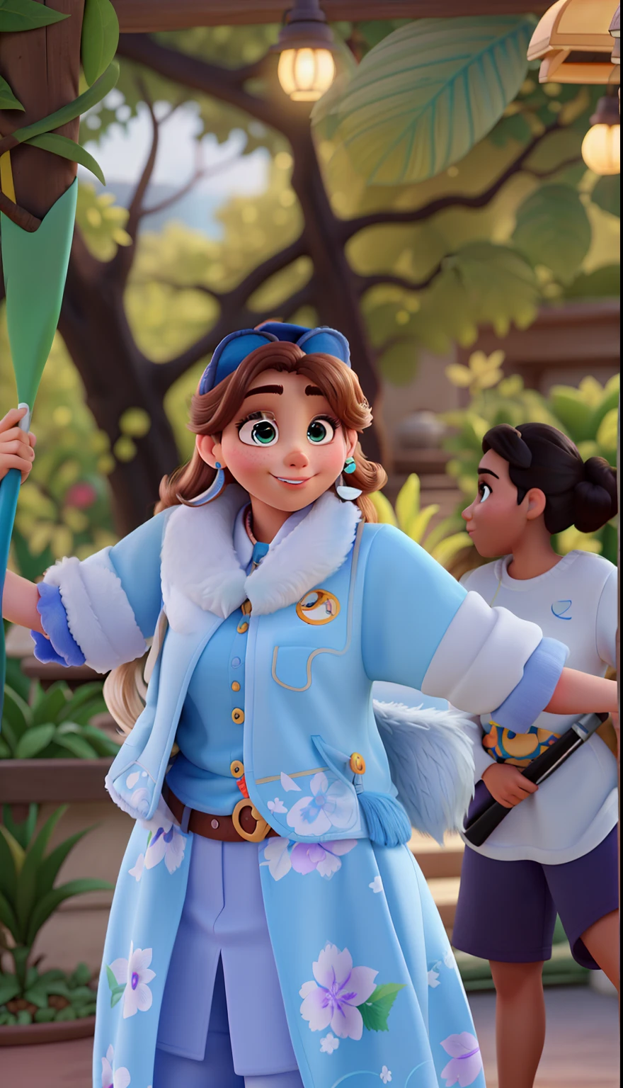 Poster no estilo Disney pixar, alta qualidade, melhor qualidade, mulher sexy branca, 30 anos cabelo cacheado curto