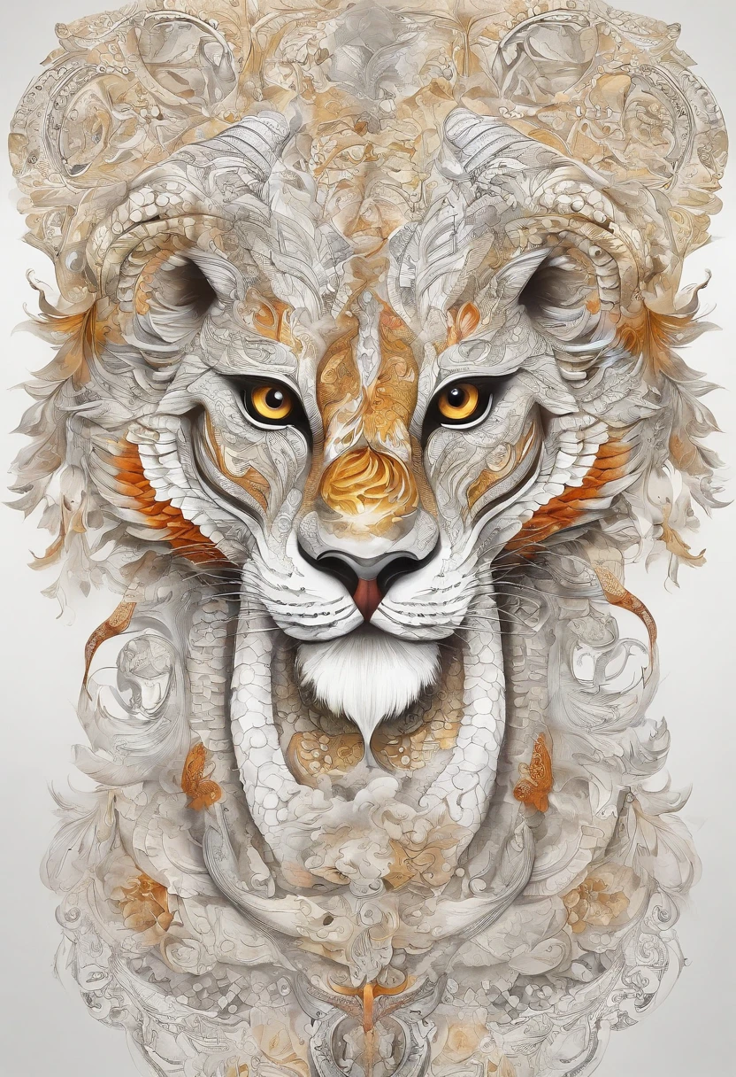 (White background:1.4),(Symmetrical:1.5),(Masterpiece giant python head, In the middle, Oriental elements),（China - chic illustration:1.2, Vector painting:1.2),(Chinese colors,senior color matching),( reasonable design, Clear lines, High sharpness,Best quality, Very detailed, Masterpiece, offcial art, movie light effect, 4K )