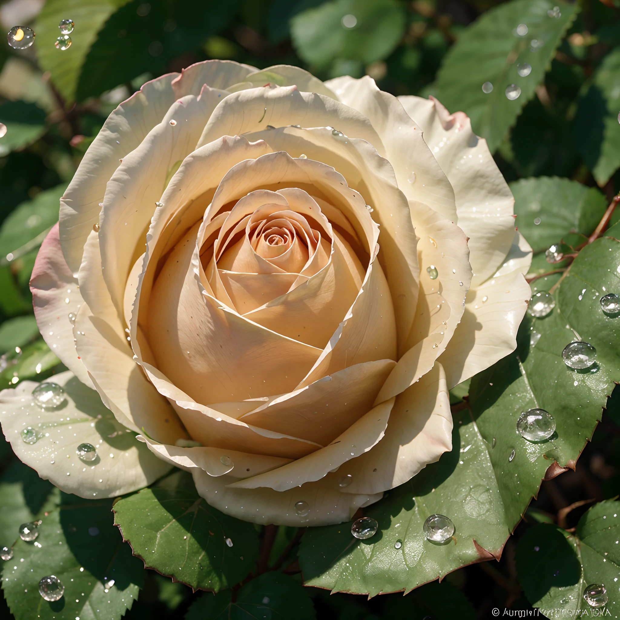 Rosa bonita, droplets on rose petals, folhas verdes , 4k, estilo fotografia, imagem para Instagram