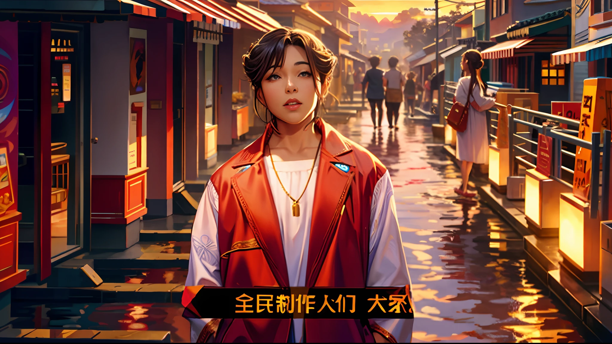 the sunset,eventide,evening light,middle parted hairstyle