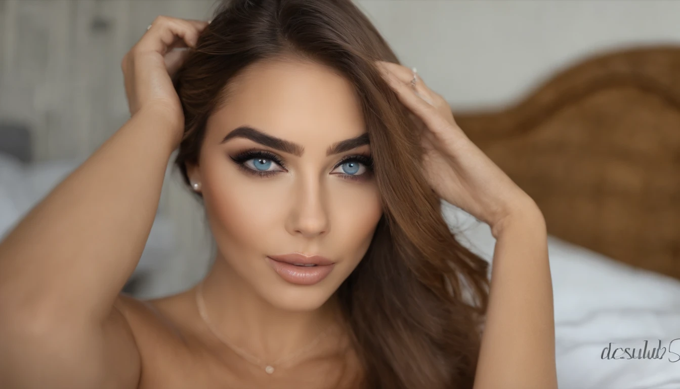 Arafed Mujer totalmente , Chica sexy con ojos azules, ultra realista, meticulosamente detallado, Retrato Sophie Mudd, cabello rubio y ojos grandes, selfie de una mujer joven, Ojos del dormitorio, Violeta Myers, sin maquillaje, Maquillaje natural, staring directly into camera, cara con artgram, maquillaje sutil, Impresionante foto de cuerpo completo arrodillado en la cama, En el dormitorio, Medium to large size bust; ; ;desnudo